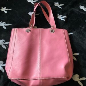 Pink Leather Tote Bag